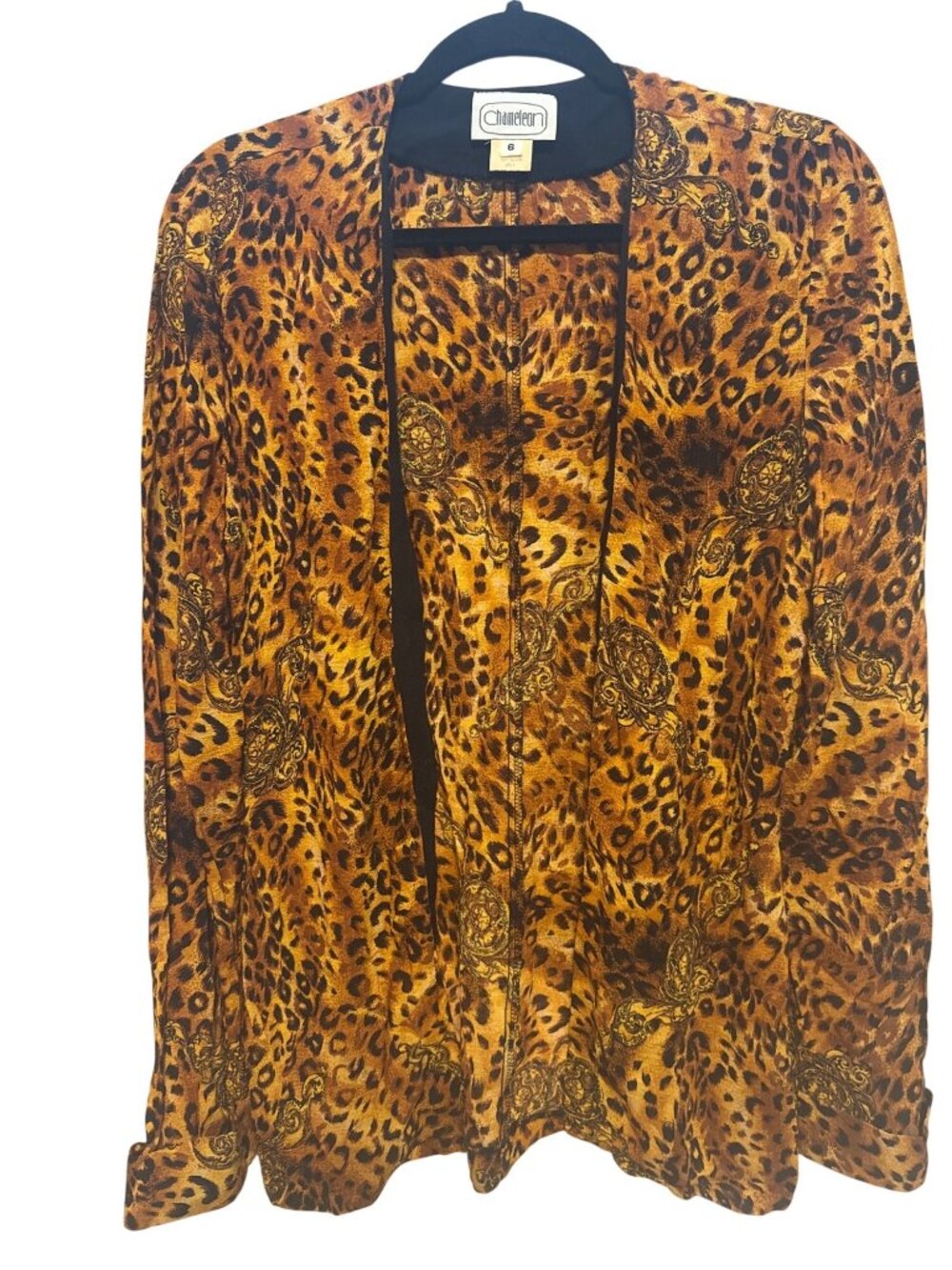 Vintage Chameleon Open Blazer Size 6 Cheetah Print
